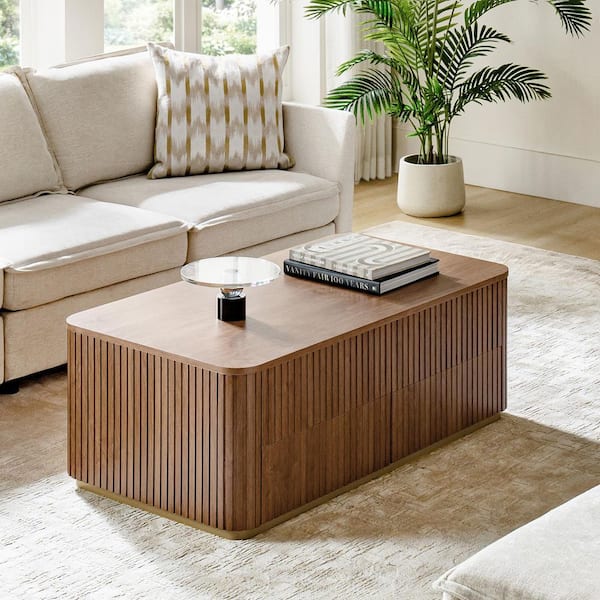 JAYDEN CREATION Hector 47.75 in. Acorn Rectangle Wood Coffee Table