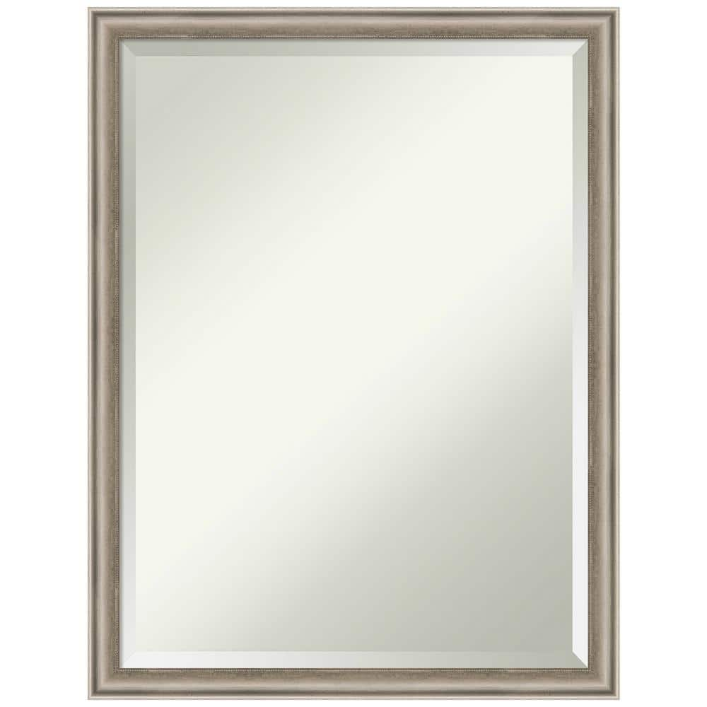 Salon Scoop Pewter 20 in. x 26 in. Beveled Casual Rectangle Wood Framed Wall Mirror in Silver -  Amanti Art, A38868262168