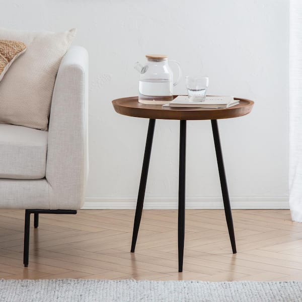 MH LONDON Chervey 23 in. x 21 in. x 21 in. Walnut Round Mango Wood