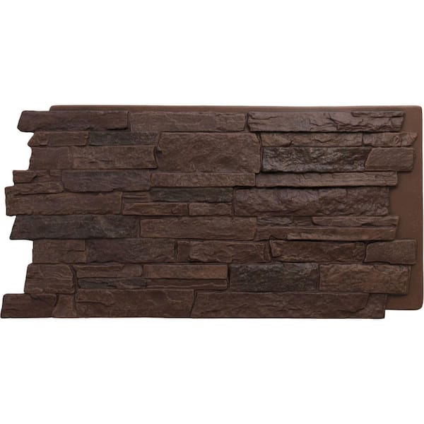 Ekena Millwork Acadia Ledge 49 in. x 1 1/4 in. Deep Creek Stacked Stone, StoneWall Faux Stone Siding Panel