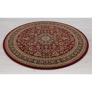 Silk Road Red 5 ft. Round Medallion Area Rug