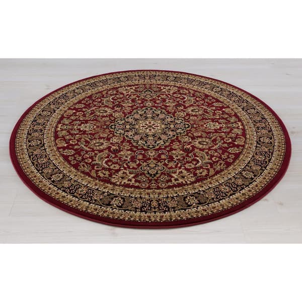 Silk Road Red 8 ft. Round Medallion Area Rug