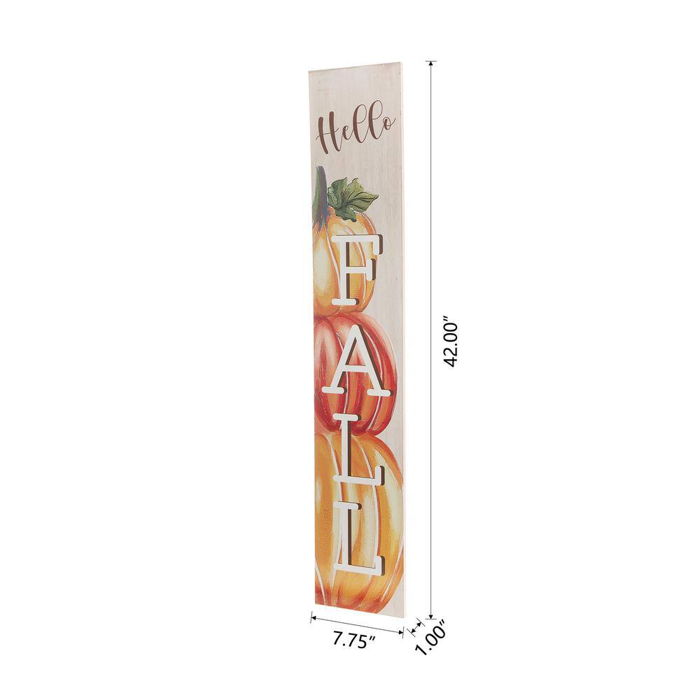42" Orange and White Wooden Pumpkin Fall Porch Sign