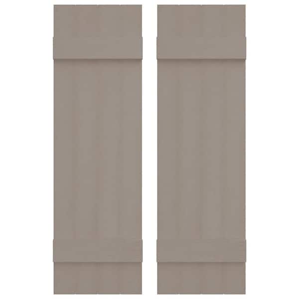 Builders Edge 14 in. W x 31 in. H Vinyl Exterior Joined Board and Batten Shutters Pair in Clay