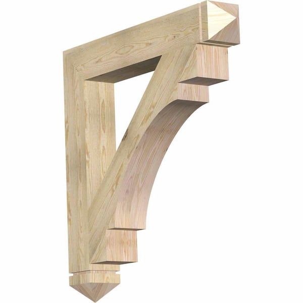 Ekena Millwork 6 in. x 42 in. x 42 in. Douglas Fir Merced Arts and Crafts Rough Sawn Bracket