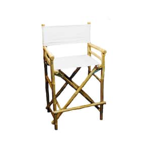 19 in. L x 23 in. W x 43 in. H Tall Bamboo Director Chairs, White Canvas (Set of 2)