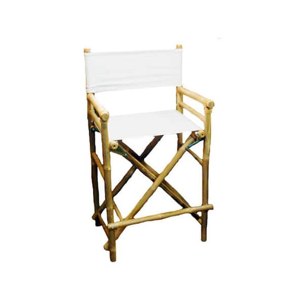 MGP 19 in. L x 23 in. W x 43 in. H Tall Bamboo Director Chairs, White Canvas (Set of 2)