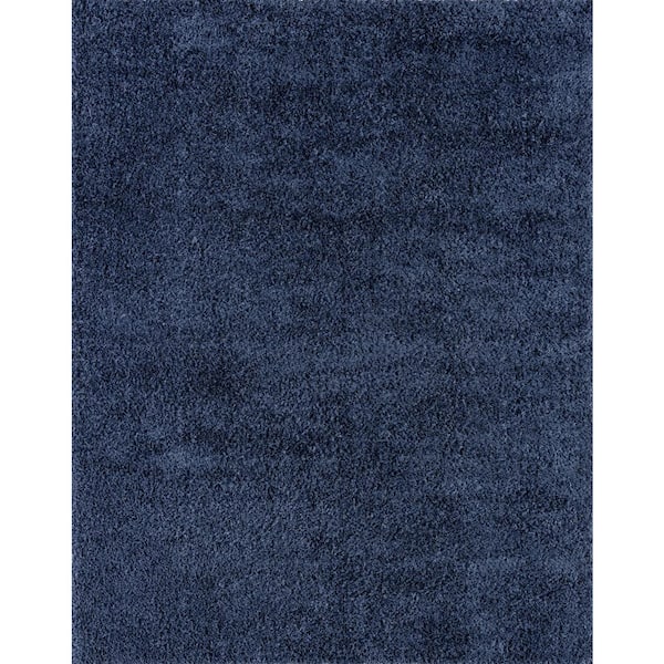 Tayse Rugs Heavenly Shag Solid Navy 8 ft. x 10 ft. Indoor Area Rug