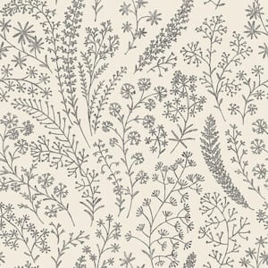 Astrid Embroidery Stitch Botanical Trail White Textured Wallpaper (Covers 56 sq. ft.)