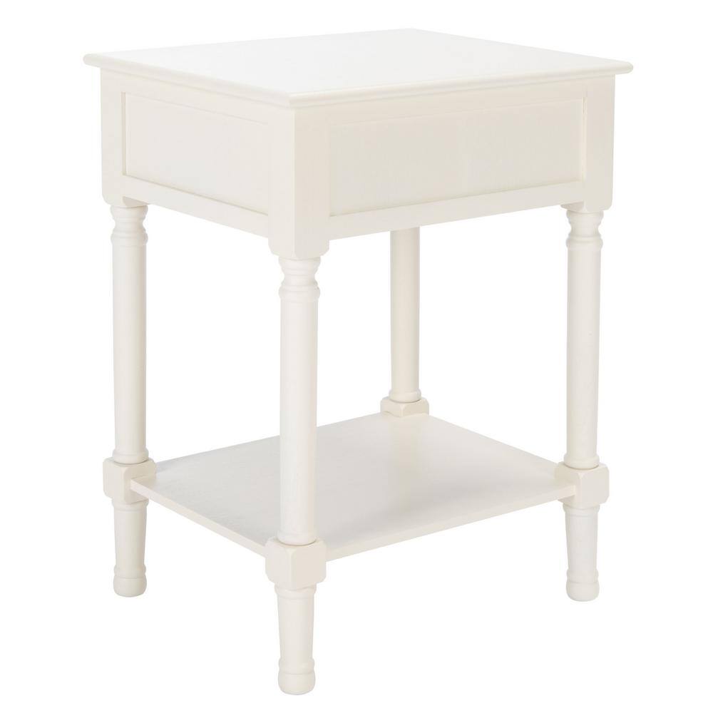 Haines White Wood 1-Drawer Accent Table with Storage