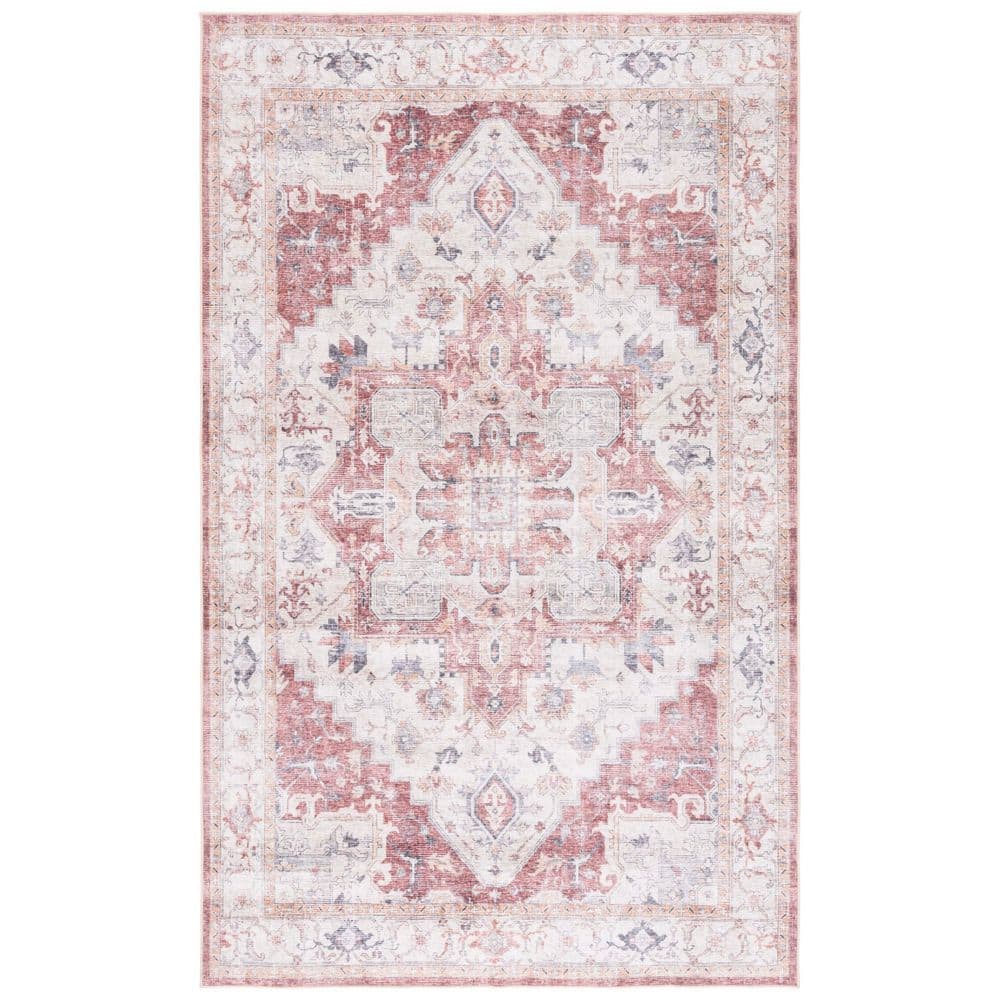 SAFAVIEH Arizona 8 ft. x 10 ft. Beige/Rust Machine Washable Ornage ...