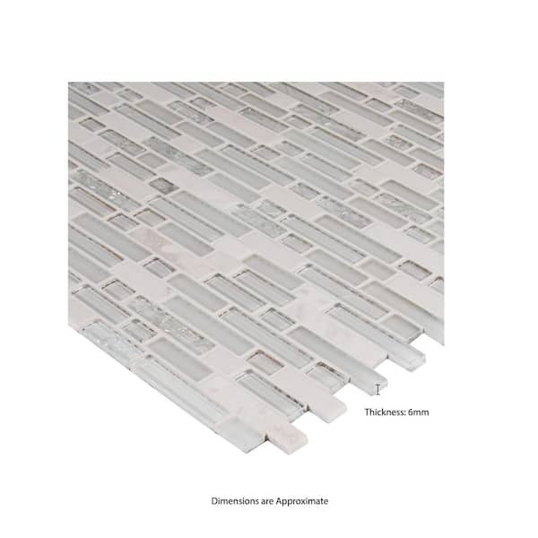 MSI - Delano Blanco Interlocking 12 in. x 12 in. x 0.24 in. Glass/Stone Mesh-Mounted Mosaic Wall Tile (0.98 sq. ft./Each)
