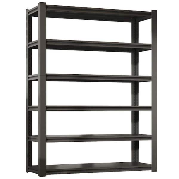 82 in. H 6-Tier Metal Shelve, 2400 lbs. Heavy Duty Storage Shelve, Adjustable Garage Shelf Industrial Utility Rack-Black
