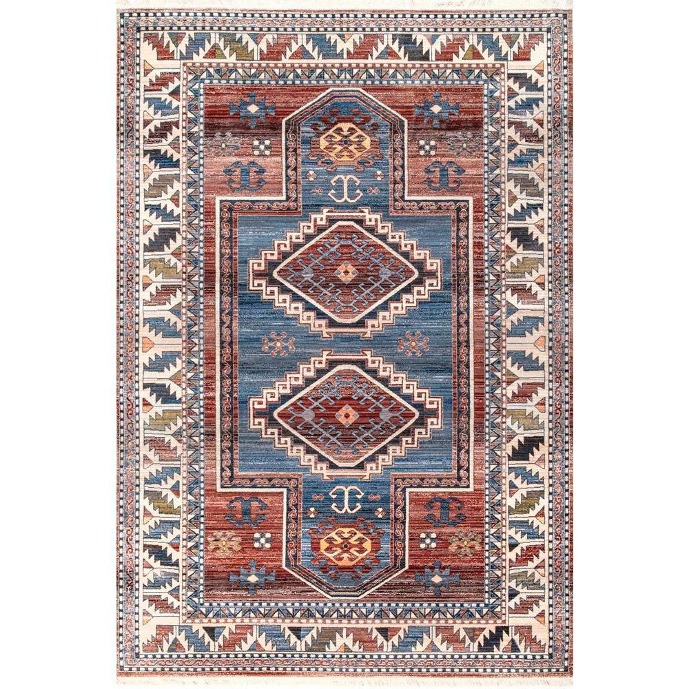nuLOOM Kathryn Aztec Vintage Blue 8 ft 