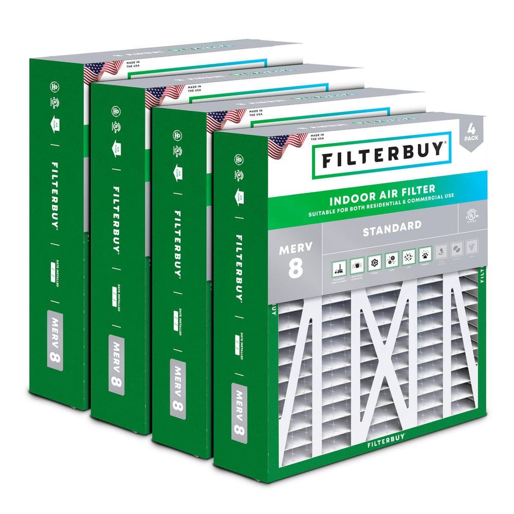 20 in. x 23 in. x 5 in. MERV 8 (FPR 5) Dust Defense Pleated HVAC AC Furnace Air Filters for Carrier and More (4-Pack) price history on PriceWatchPro