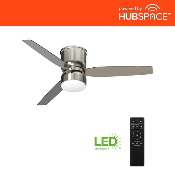 Home Decorators Collection Ossa 52 in. Integrated LED Indoor Brush Nickel Smart Ceiling Fan with Remote Control and CCT Powered by Hubspace