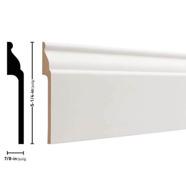 Orac Decor 5/8 in D x 5-7/8 in W x 78-3/4 in L Primed White Flexible  Polyurethane Baseboard Moulding | Wayfair
