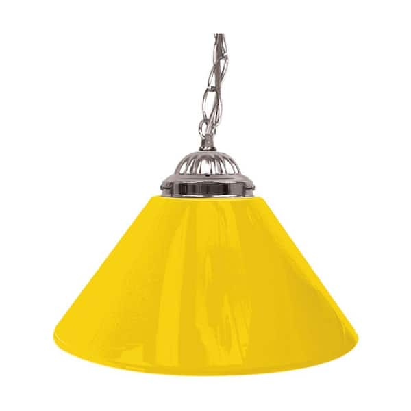 Trademark 14 in. Single Shade Yellow and Silver Hanging Lamp