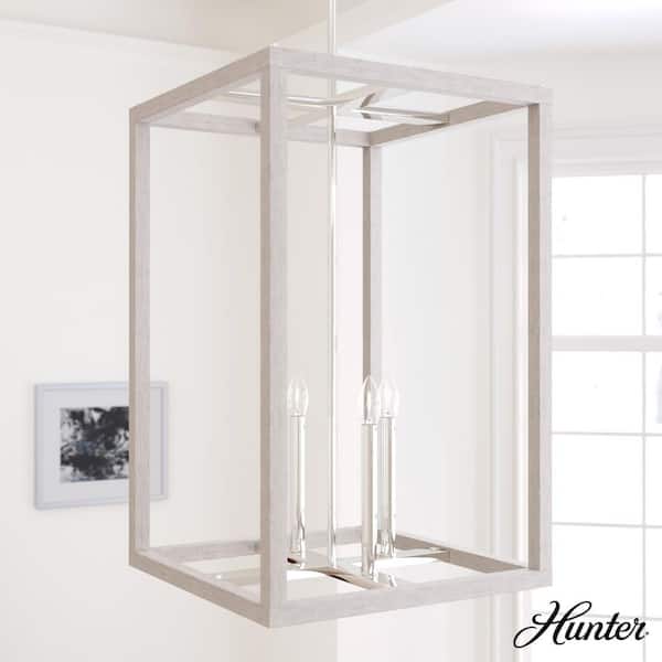 Hunter Squire Manor 4-Light Distressed White Lantern Pendant Light