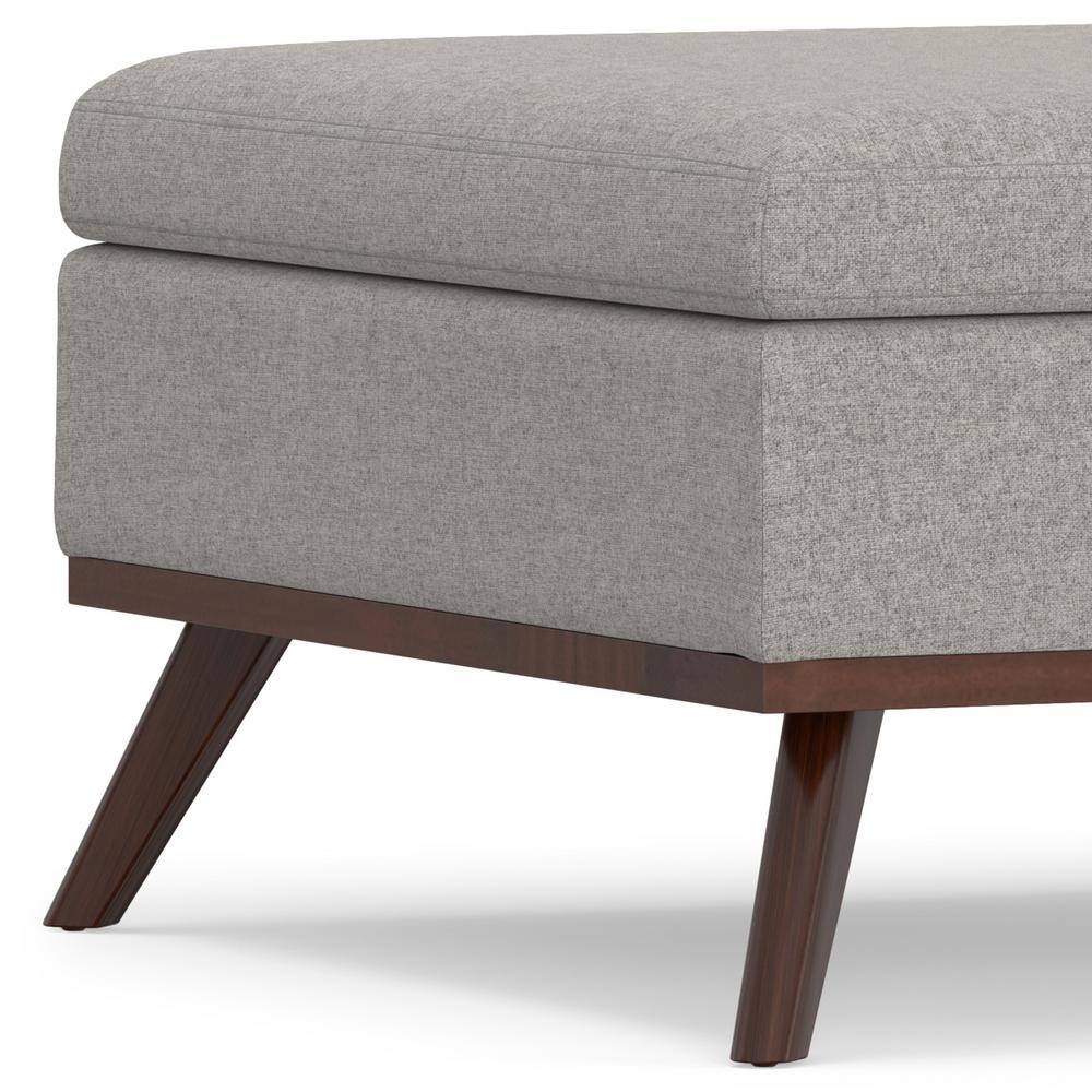 Cloud Gray Upholstered Storage Ottoman with Solid Wood Legs