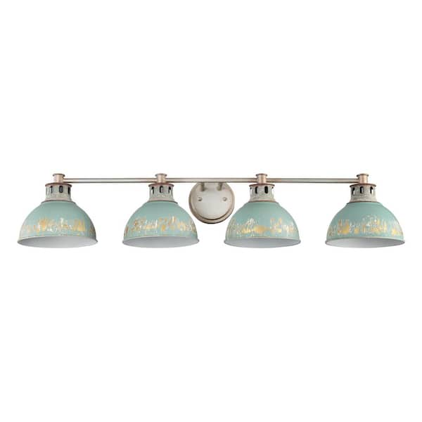 Kinsley 9.25 in. 4 Light Silver Vanity Light with Antique Teal