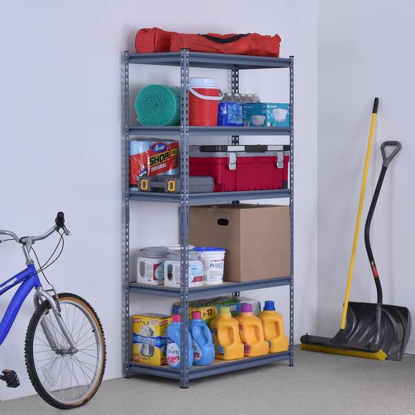 Husky 5Tier Heavy Duty Steel Garage Storage Shelving Unit In Silver