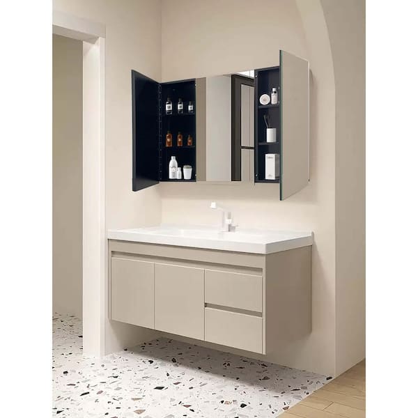 XUJMK 39 in. W x 28 in. H Rectangular Metal Medicine Cabinet with Mirror,Vanity Mirrors Recessed&Surface Mount