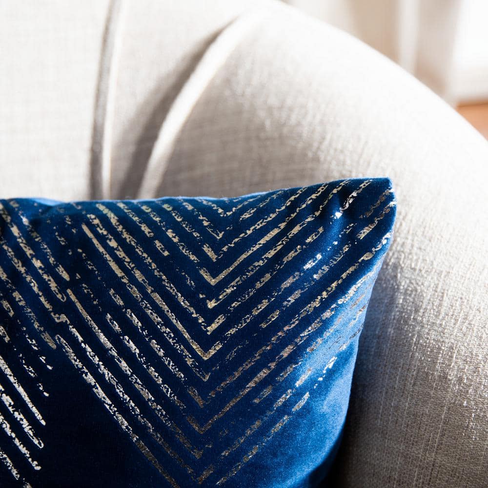 Navy and Grey Geometric Art Deco Rectangular Pillow