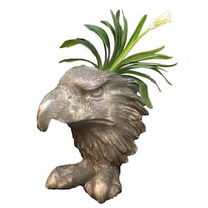 13 in. Graystone Eagle Mascot Muggly Mascot Animal Statue Planter Holds a 5 in. Pot
