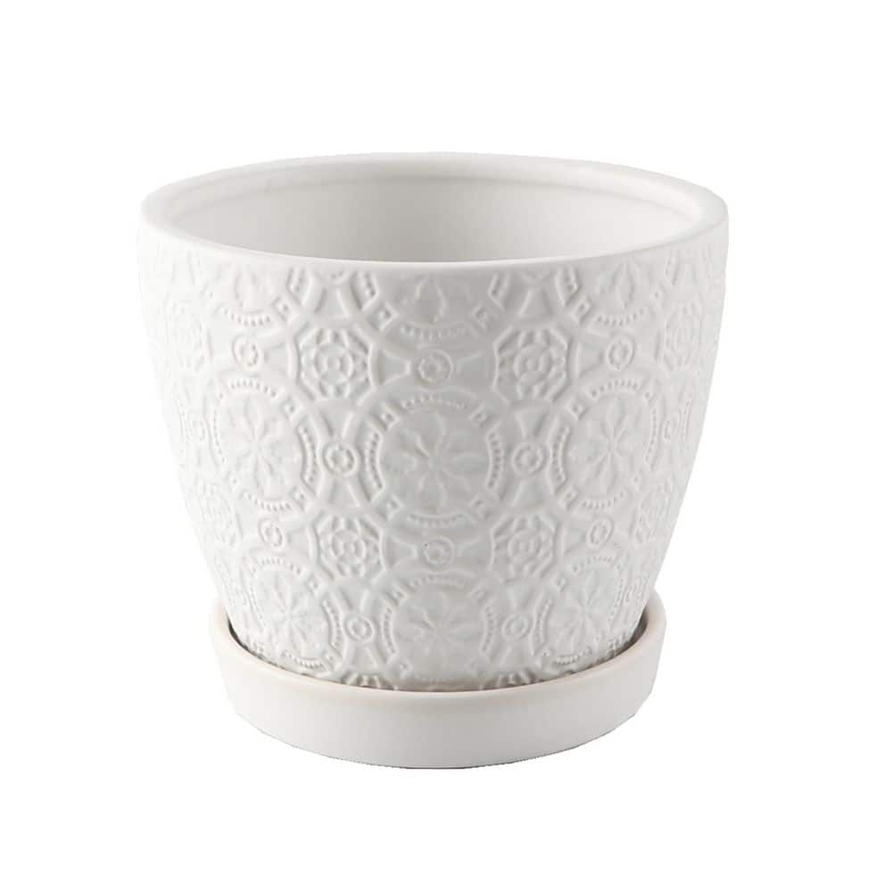 Cathedral Matte White Ceramic Planter with Saucer (5.8 in. W x 5 in. H) price history on PriceWatchPro