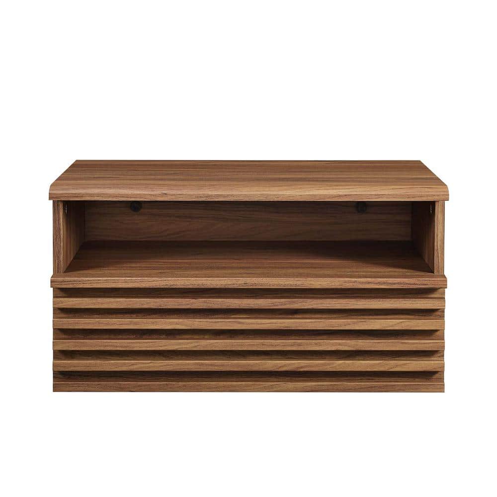 Mid-Century Walnut Wall-Mount Nightstand with Drawer