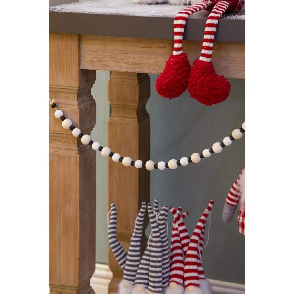 56" Black and White Wood Bead Garland Set