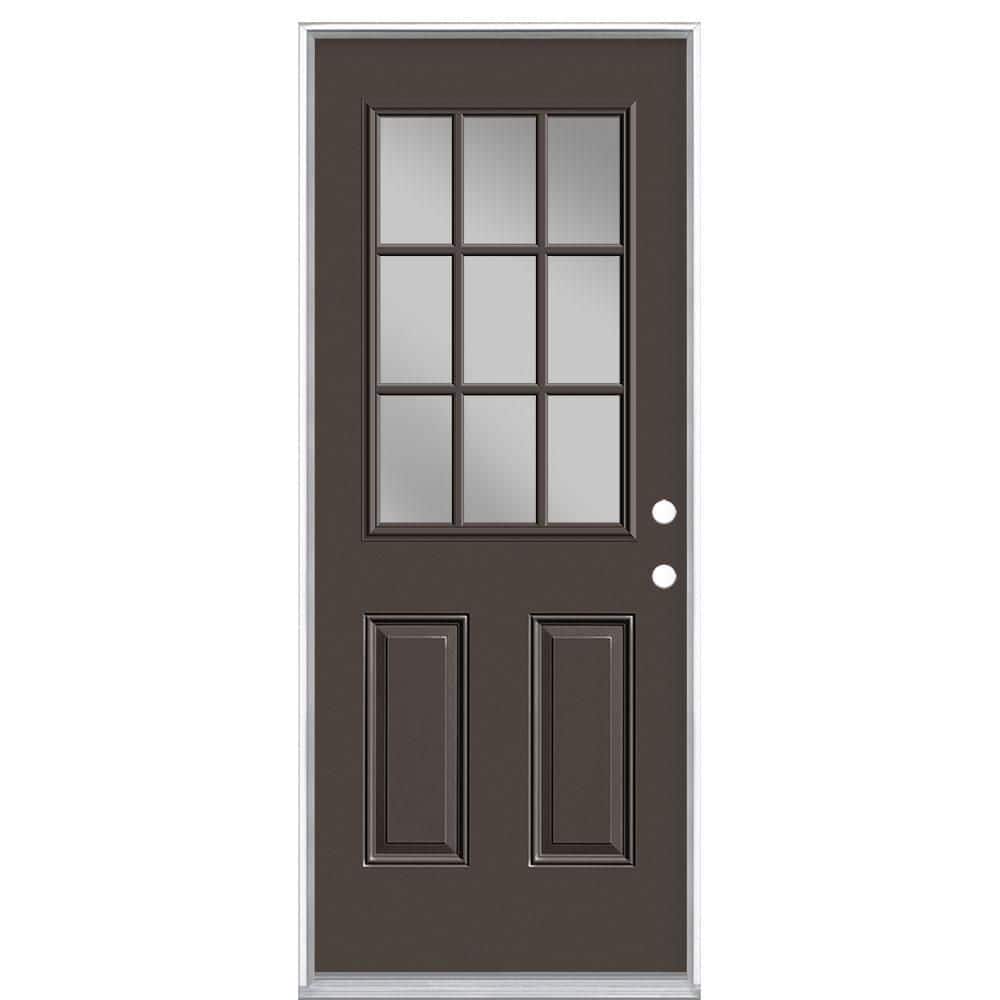 32 in. x 80 in. 9 Lite Left Hand Inswing Painted Steel Prehung Front Exterior Door No Brickmold price history on PriceWatchPro