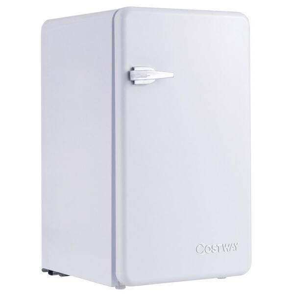 Costway 3.2 cu ft. Mini Fridges Retro Compact Refrigerator with Freezer Interior Shelves Handle in White