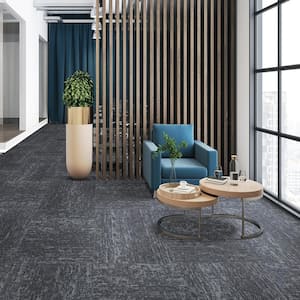 Elite Single Gray Com/Res 24 in. x 24 in. Glue-Down or Floating Carpet Tile square w/cushion (1 Tiles/Case) (4 sq. ft.)