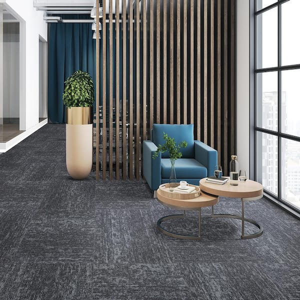 Elite - Collier Hills - Gray Commercial/Residential 24 x 24 in. Glue-Down or Floating Carpet Tile Square (72 sq. ft.)