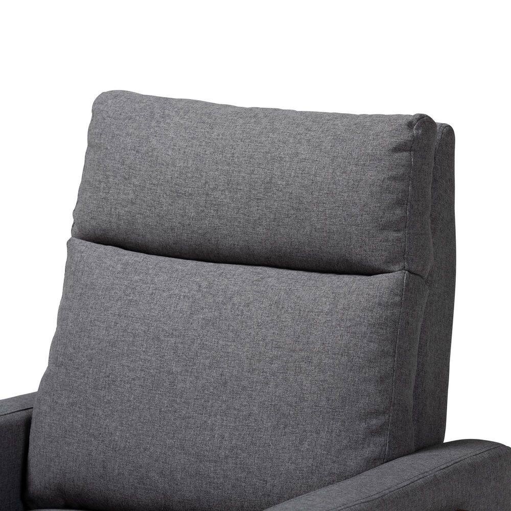 Gray Leather and Wood Mid-Century Modern Recliner