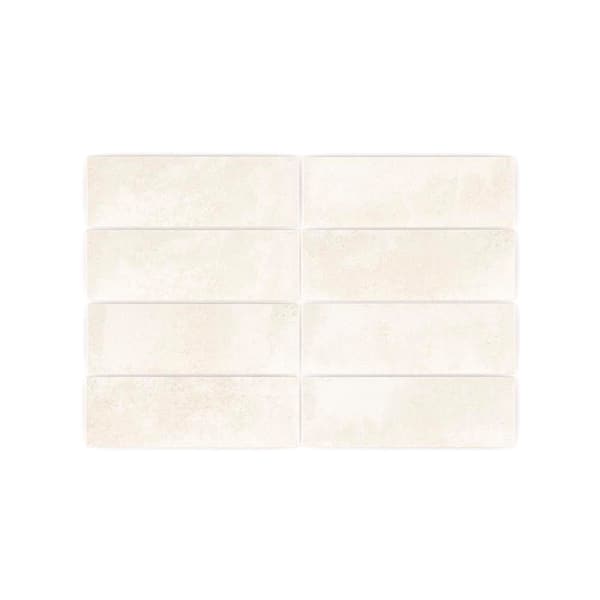 Jeffrey Court Lumi Cream 4 in. x 12 in. Glossy Rectangle Ceramic