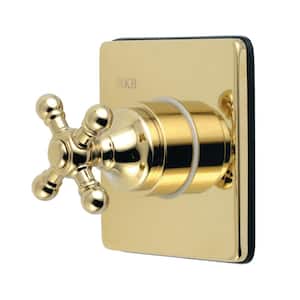 Single-Handle 1-Hole Wall Mount Three-Way Diverter Valve with Trim Kit in Polished Brass