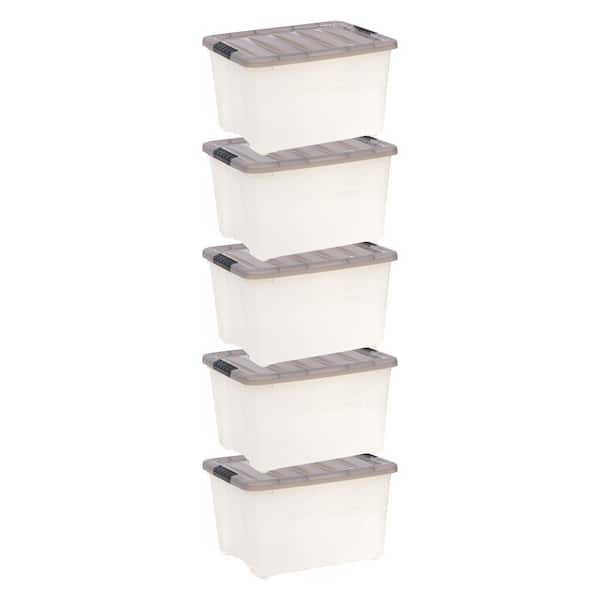 40 Qt./10 Gal. Plastic Storage Boxes with Latching Lids, Clear (Set of 5)