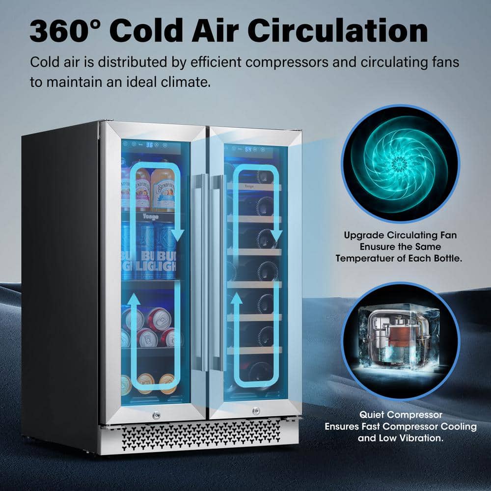 24 Inch Stainless Steel Dual Zone Wine and Beverage Cooler