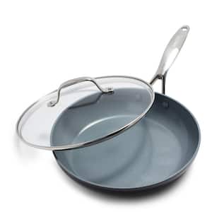 Valencia 10 in. Aluminum Hard-Anodized Ceramic Non Stick Frying Pan with Lid