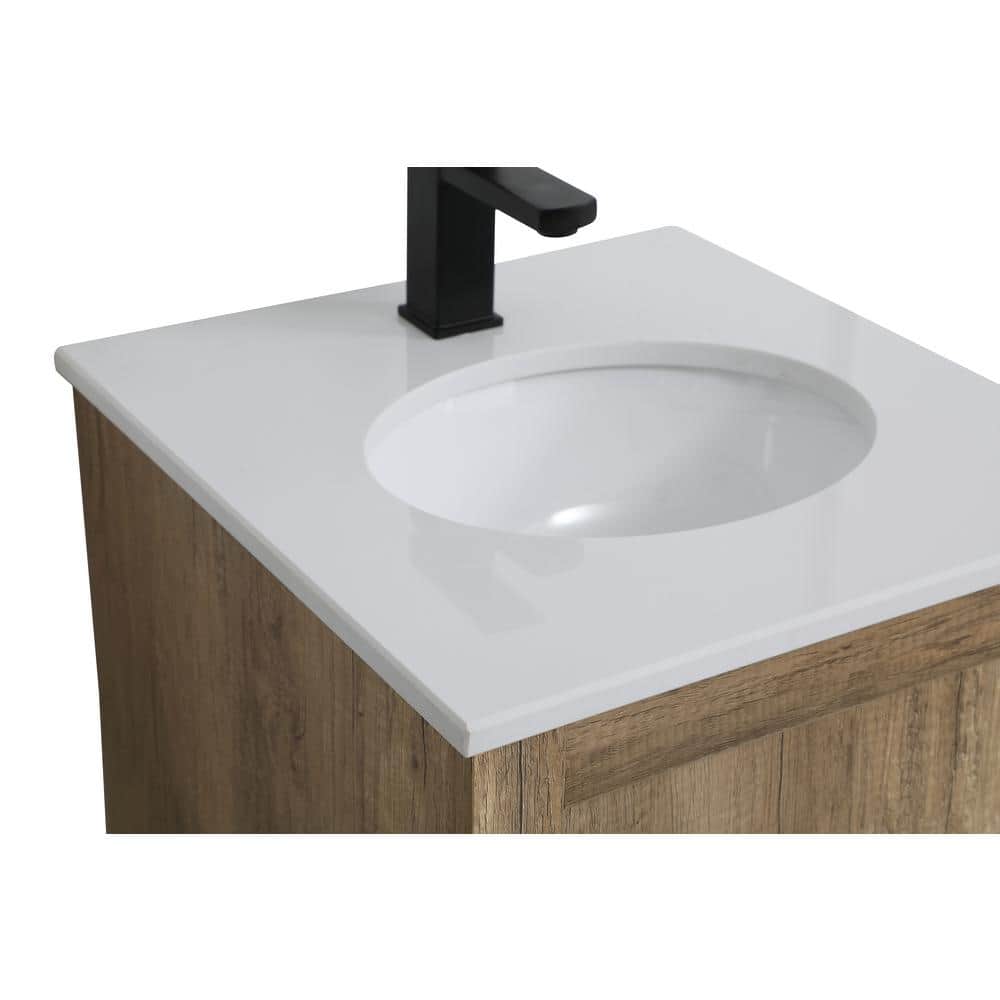 Soma 18" Natural Oak Single Bathroom Vanity with Porcelain Sink