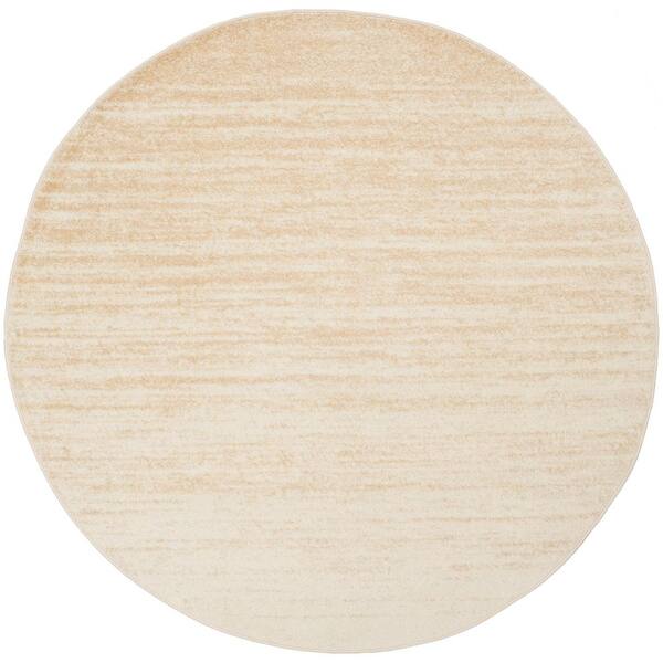 SAFAVIEH Adirondack Champagne/Cream Solid Color 5 ft. x 5 ft. Striped Round Area Rug