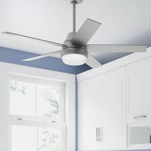 Aerodyne 52 in. Indoor Matte Silver Smart Ceiling Fan with Light Kit and Remote Control