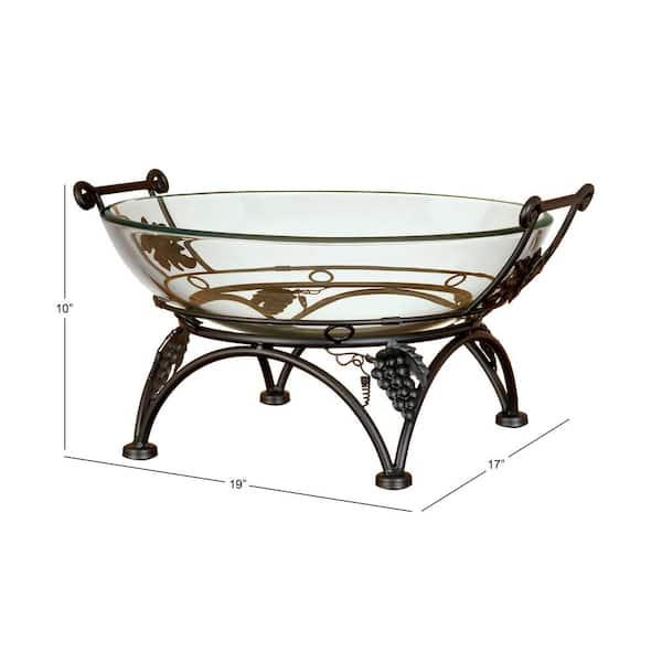 Litton Lane Clear Kitchen 3 Tiered Decorative Serving Bowl with Black Metal Branch Stand