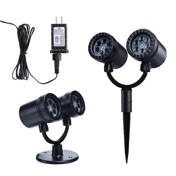 Double Head Dynamic Projector Lights with Timer and Energy Conservation, 3-Installation Methods and 360° Rotation