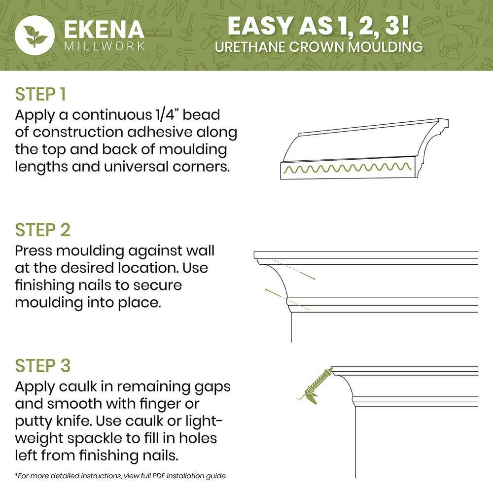 Esenia Unfinished Polyurethane Crown Moulding, 47" Length