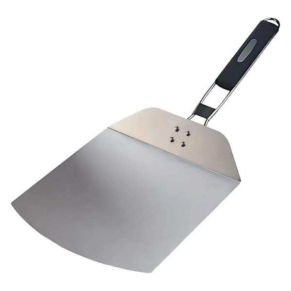 Stainless Steel Pizza Peel Metal Paddle with Foldable Handle Silver Finish for Home Chefs and Pizza Makers