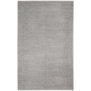 Essentials 3 ft. x 5 ft. Silver Gray Solid Contemporary Indoor/Outdoor Patio Kitchen Area Rug